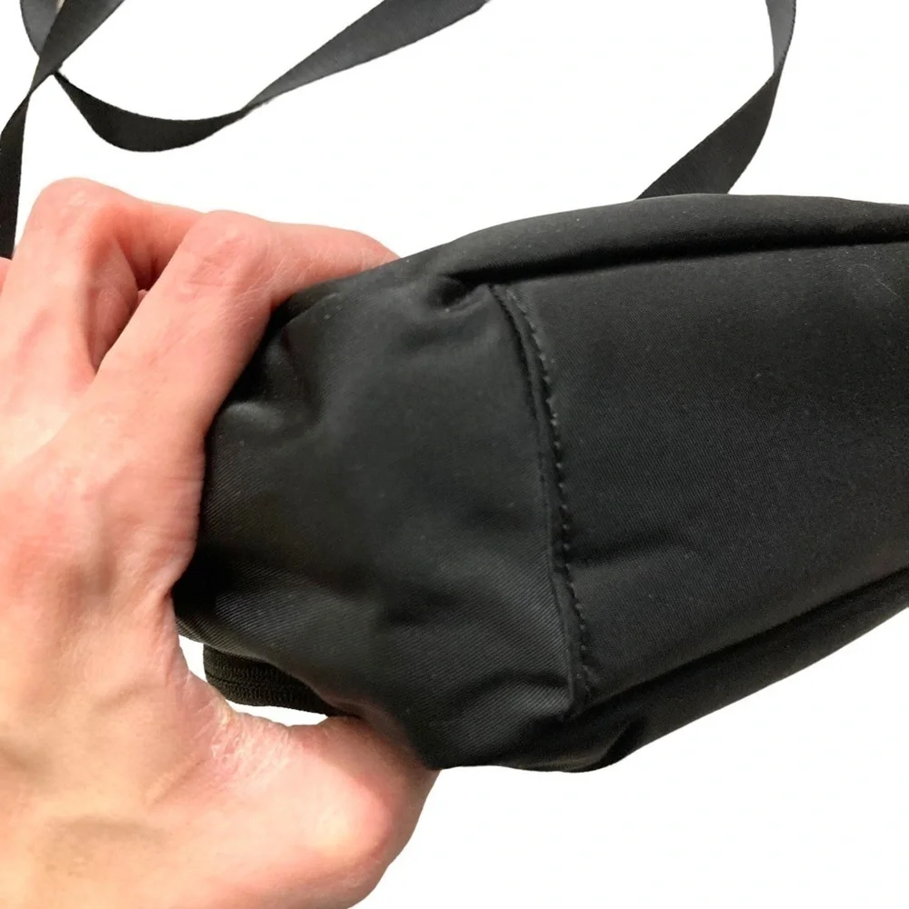 Tumi double zipper black nylon crossbody bag unisex